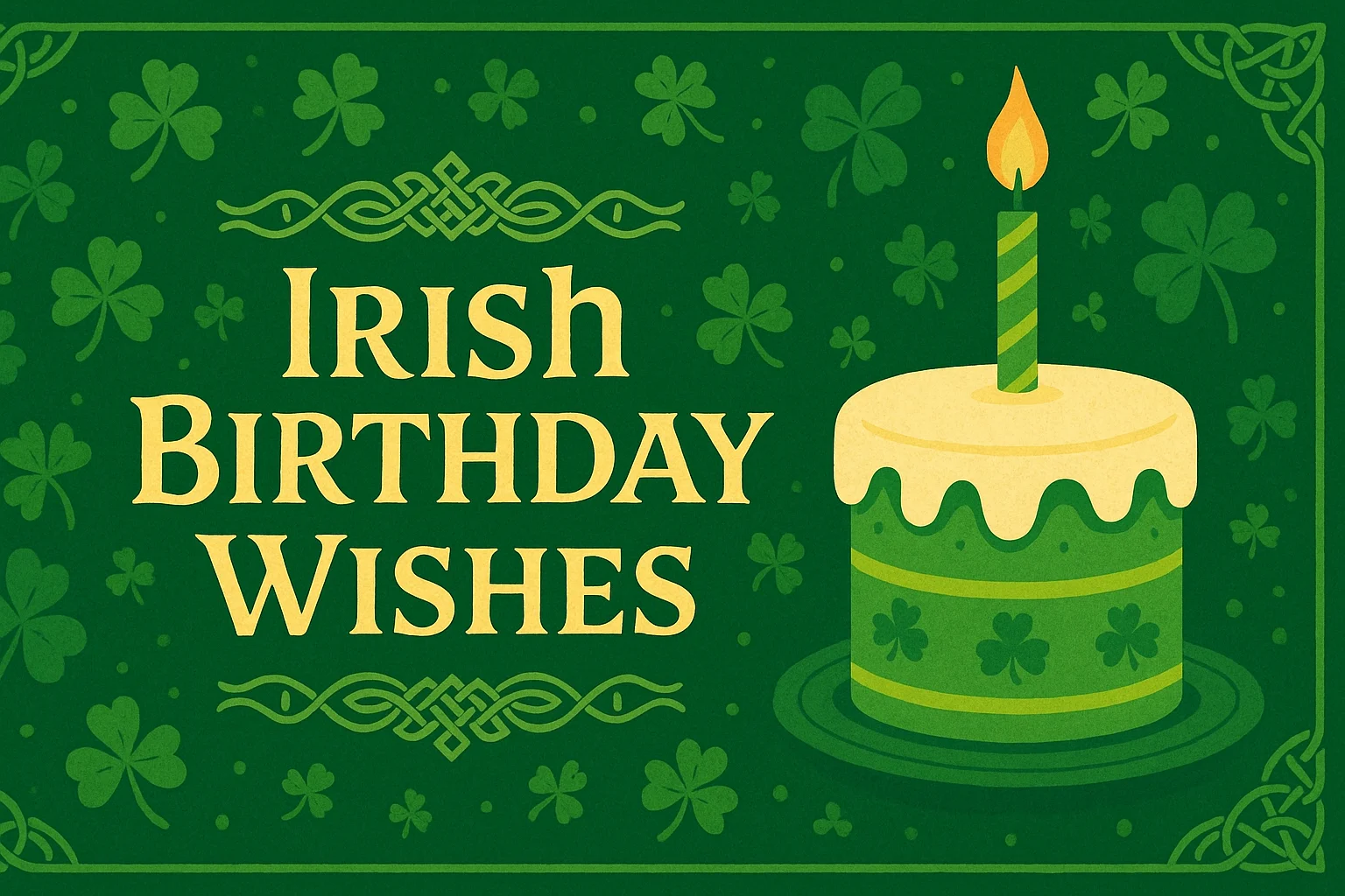 “Friends raising glasses beside a birthday cake with Celtic decor.”