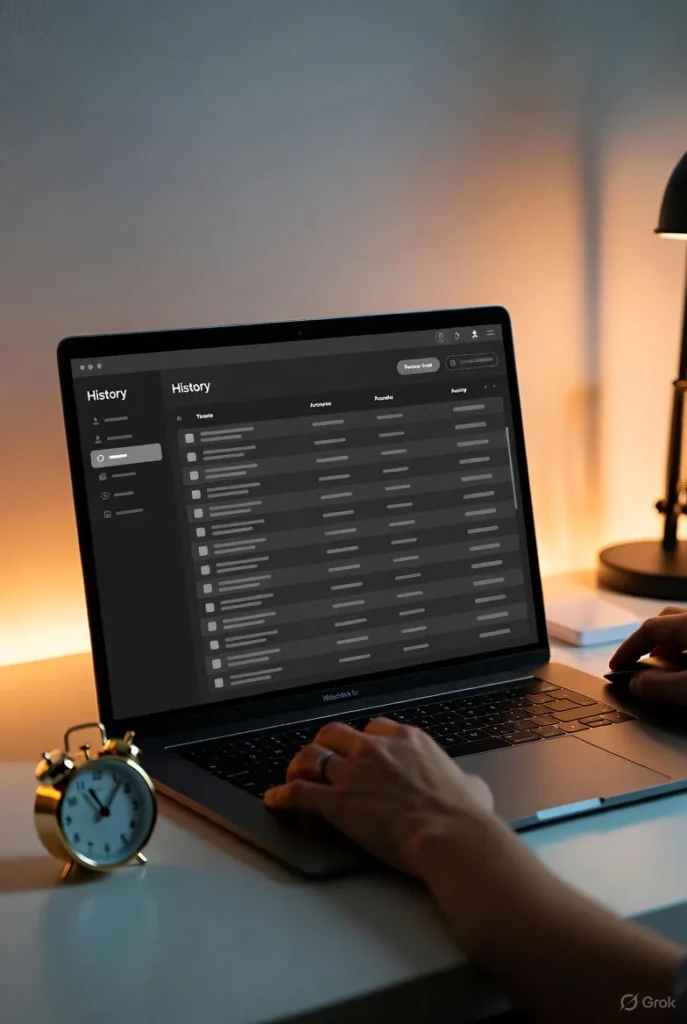 A laptop shows an empty list layout beside a small timer while a hand uses a mouse, matching genshin wish counter and Troubleshoot Missing or Delayed Wish History.