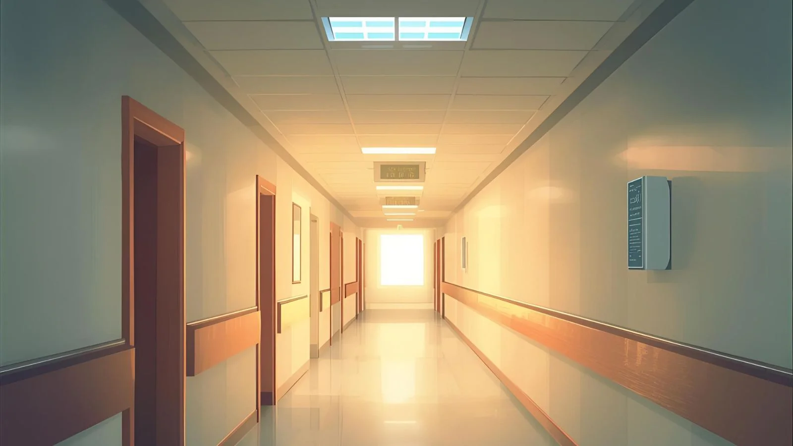 Phone with supportive pre-surgery text in a calm hospital hallway