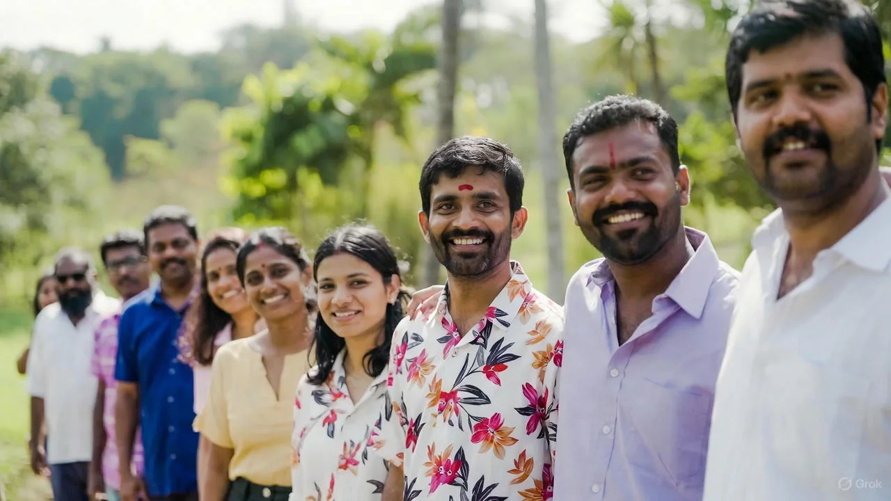 Couple crafting thank-you replies for anniversary wishes on their phones.