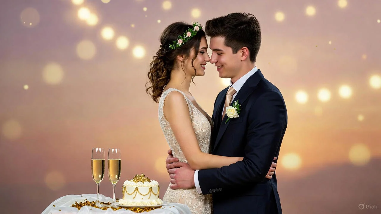A handwritten anniversary card for a son and daughter-in-law on a sunlit table.