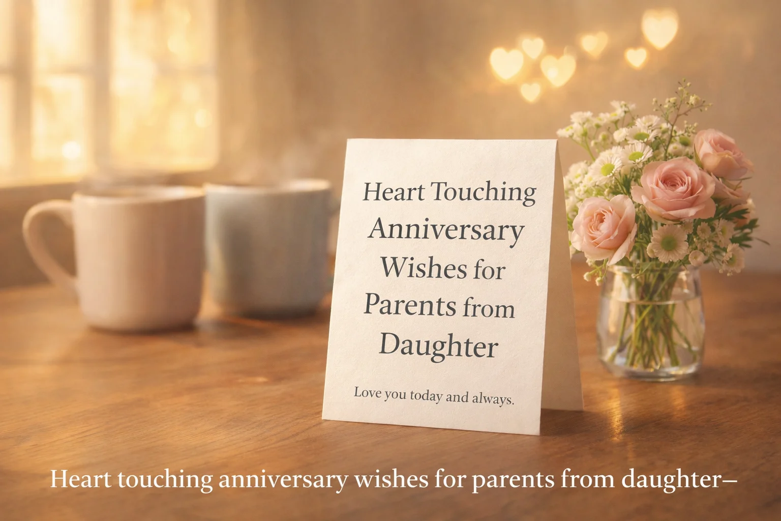 A handwritten anniversary note next to a photo of a happy couple.