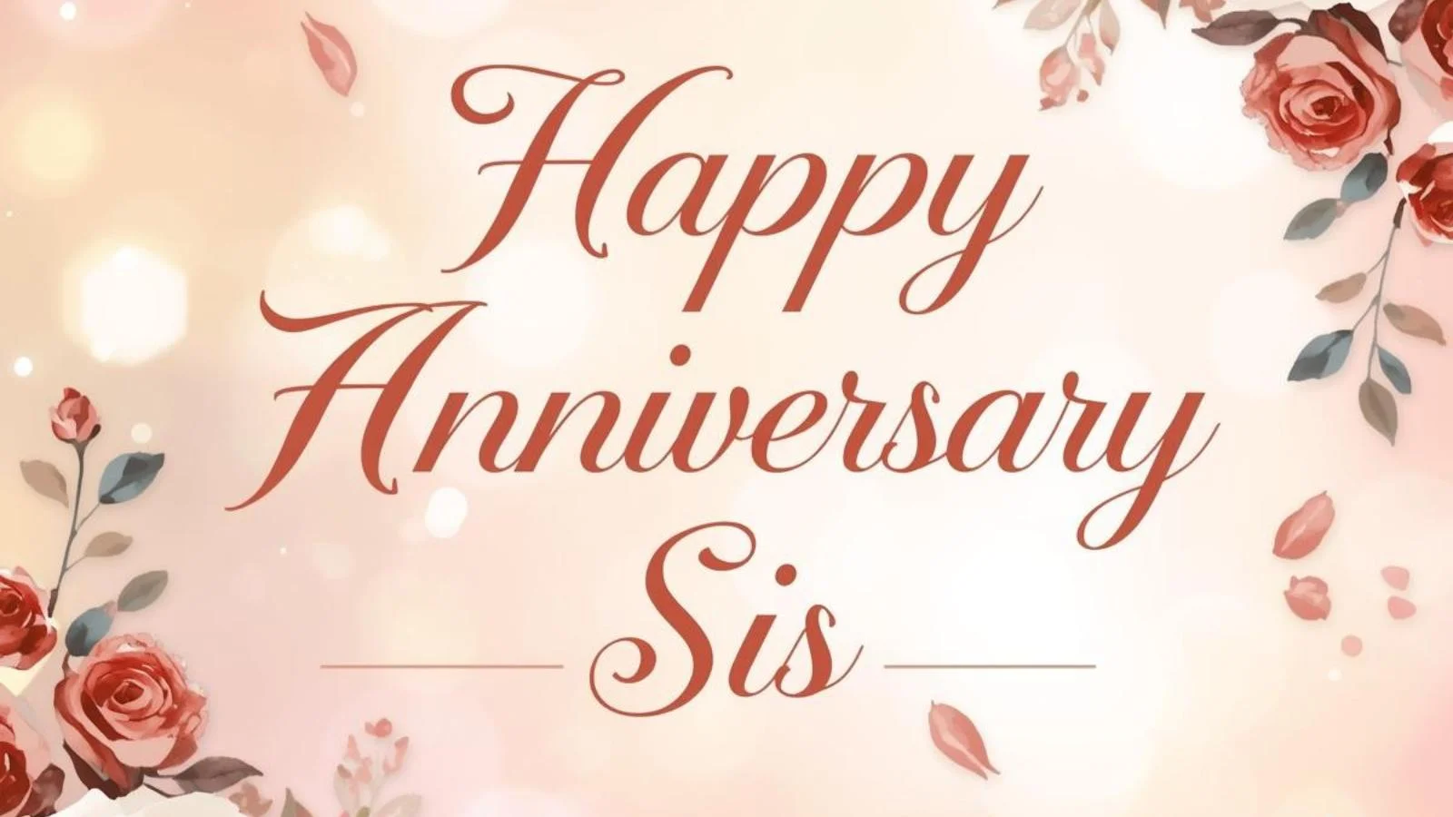 Greeting card design with flowers and “Happy Anniversary Sis” text.