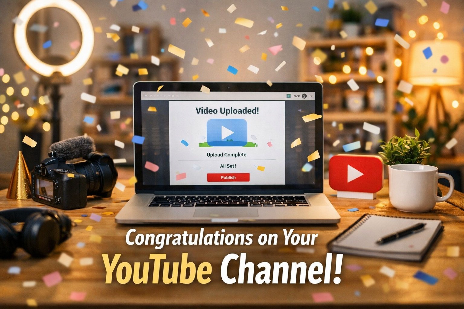 Feature image for congratulations on your YouTube channel messages and captions