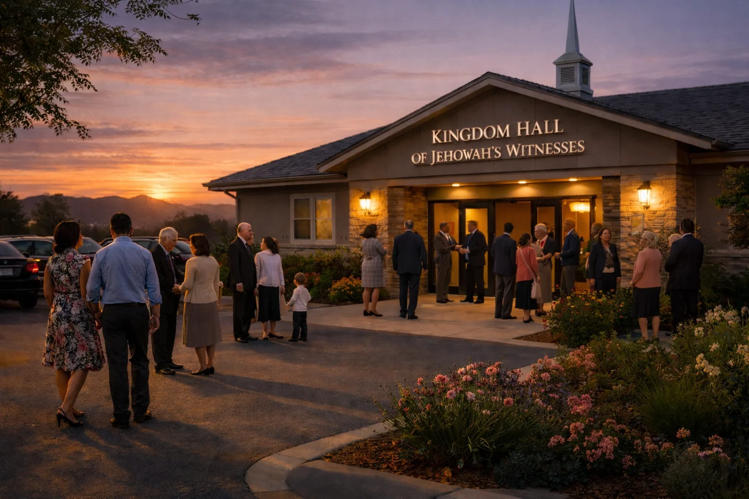 Church sanctuary set for a Bible-based memorial service with Bible, flowers, and service program
