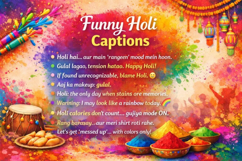 Holi Captions for Instagram 2026: Short, Funny, Aesthetic & Heartfelt