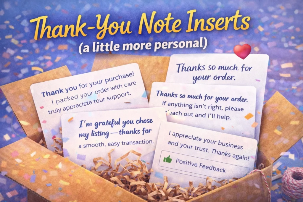Thank You Note Inserts for eBay Buyers