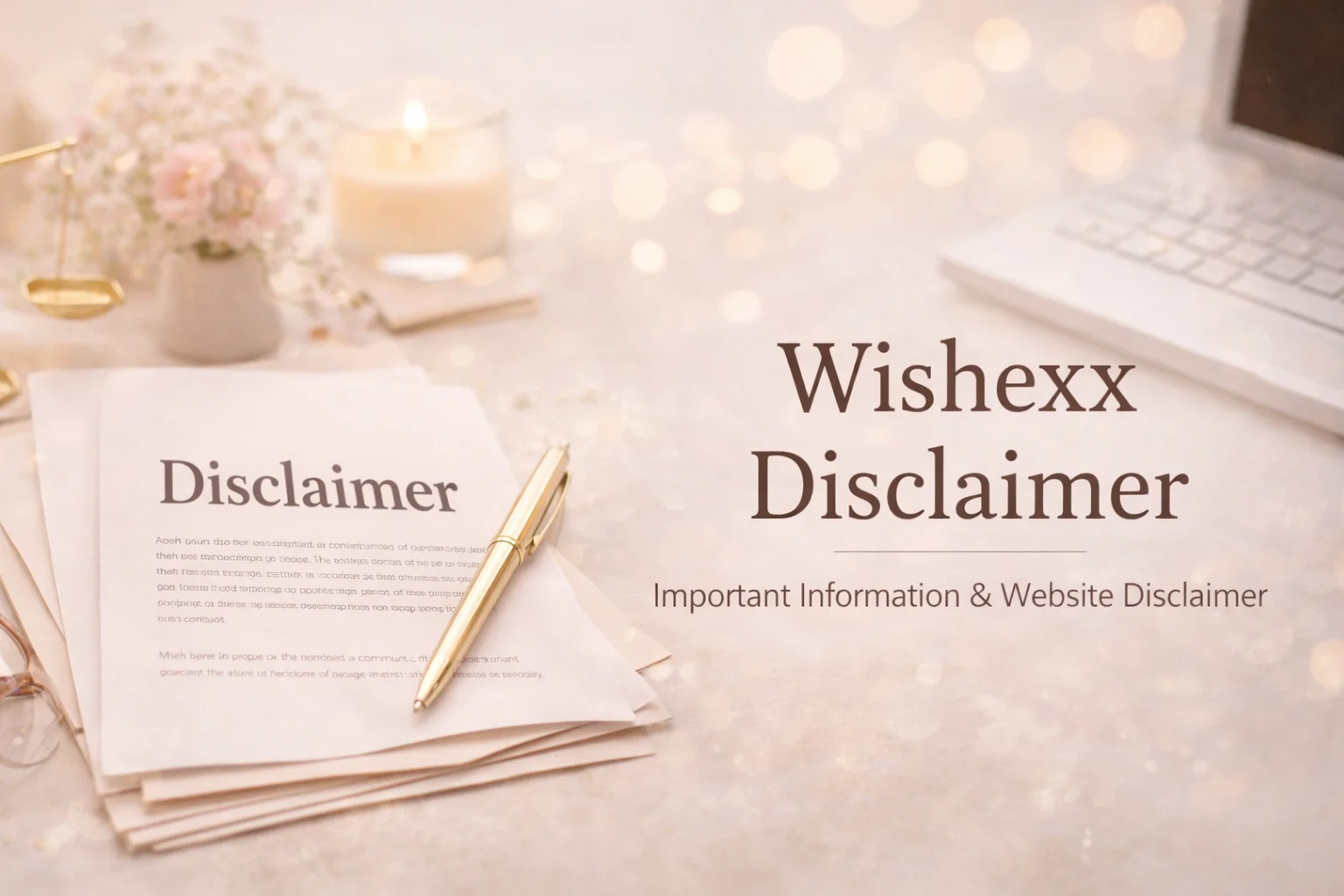 Wishexx Disclaimer page banner explaining website content and information disclaimer